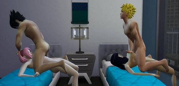  Hinata y Sakura Anal Folladas Juntas Por Sus Maridos Naruto Hentai Sexo en Familia